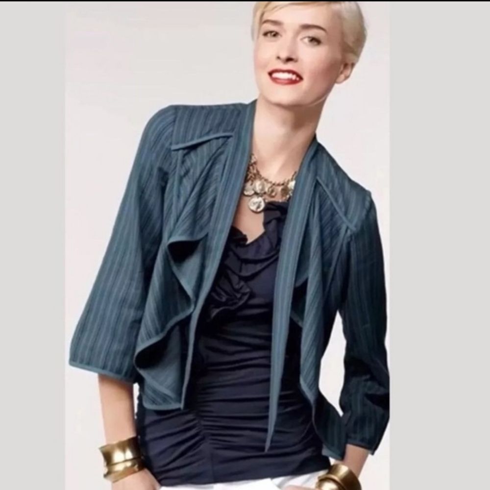 CAbi Striped Draped Tie Blazer Size XS